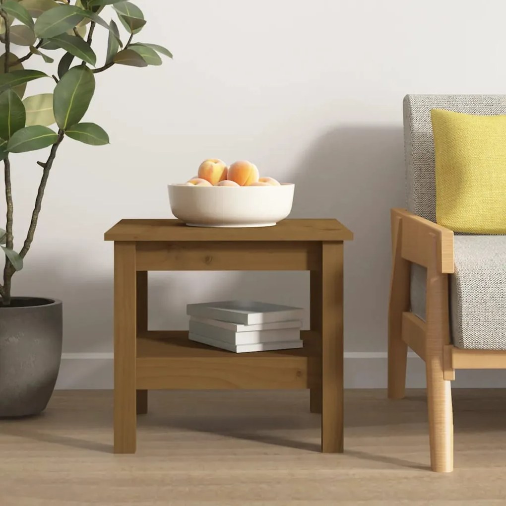 vidaXL Mesa de centro 45x45x40 cm pinho maciço castanho mel