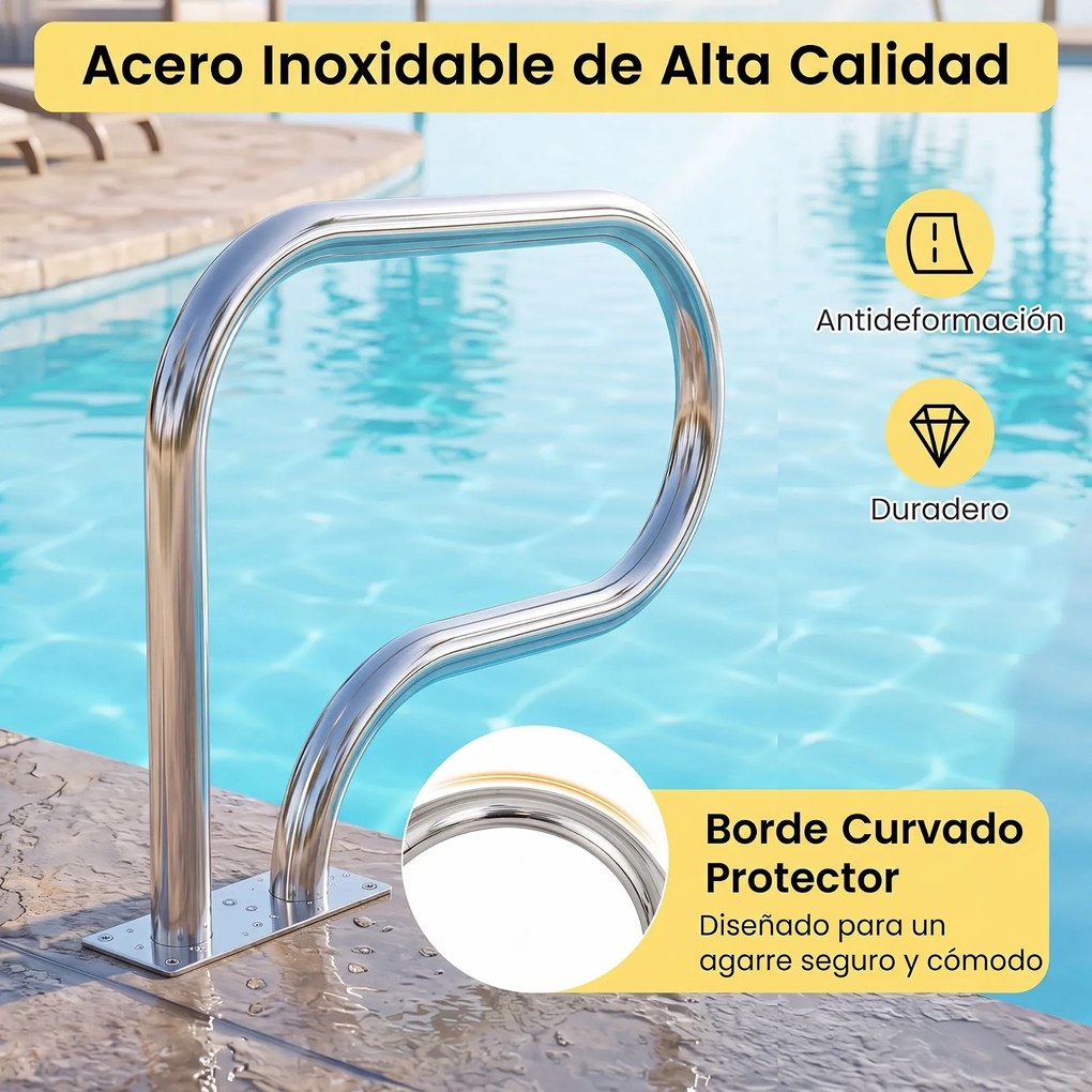 Corrimão de Piscina, 82,5 x 57 cm, Aço Inoxidável, Prateado