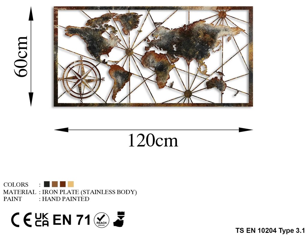 Acessório Decorativo de Parede Bys-132 – Multicolor – 120 cm x 60 cm