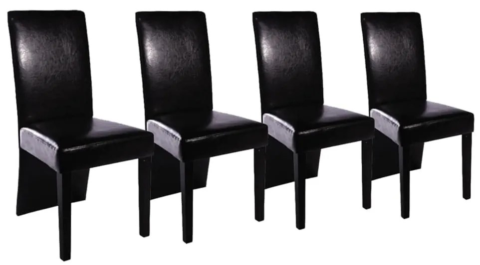 Cadeiras de jantar 4 pcs couro artificial preto