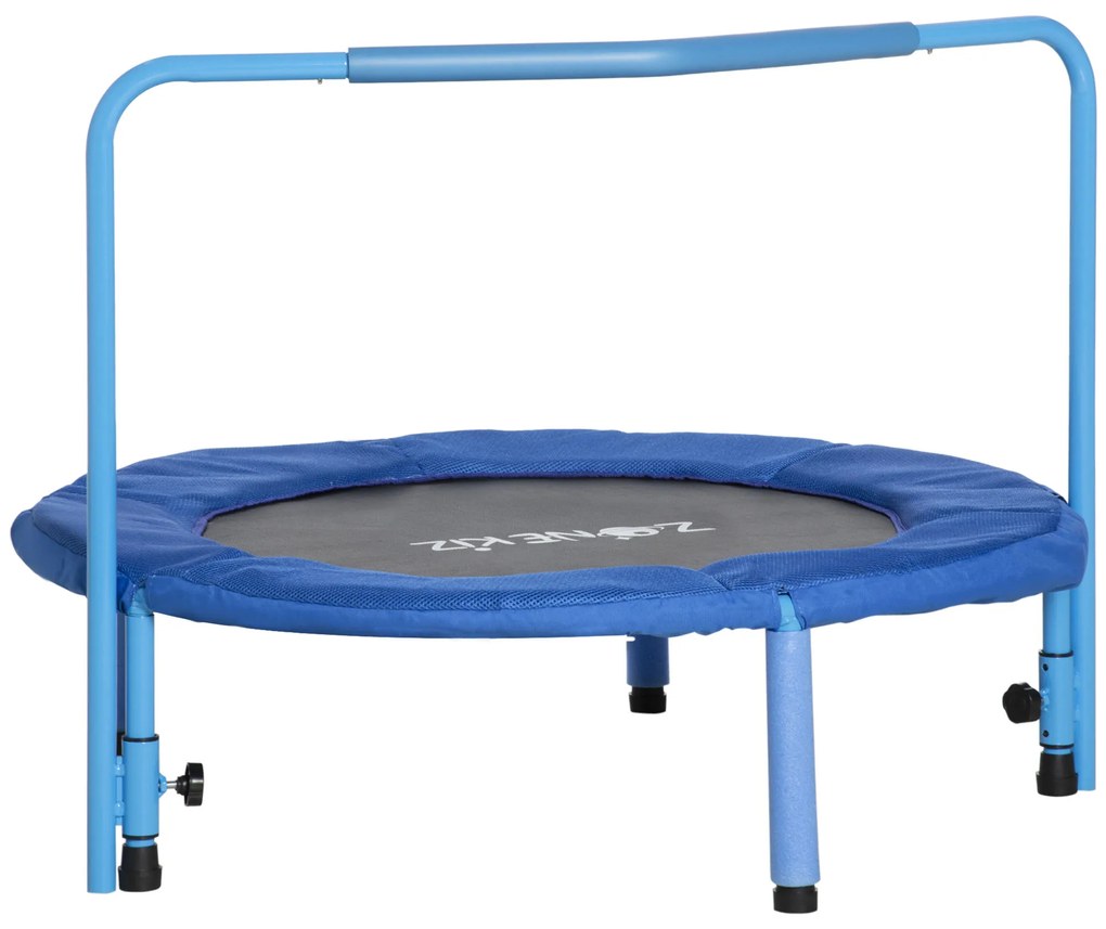 Trampolim Infantil 3 em 1 Trampolim para Crianças de 1-6 Anos com Corrimão Amovível Mini Trampolim para Interior Ø96x74cm Azul