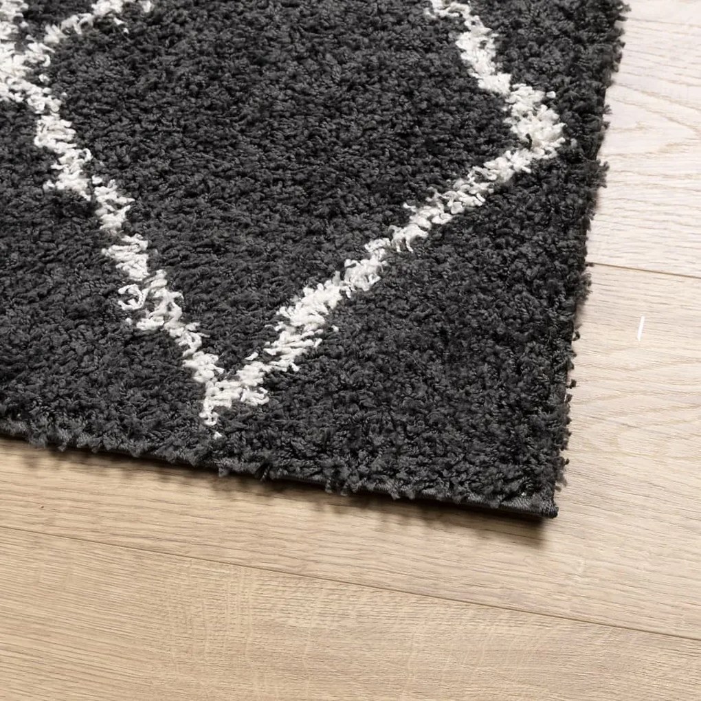 Tapete shaggy de pelo alto PAMPLONA 140x200 cm preto e creme
