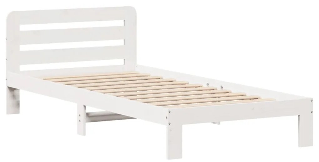 Cama sem colchão 75x190 cm madeira de pinho maciça branco