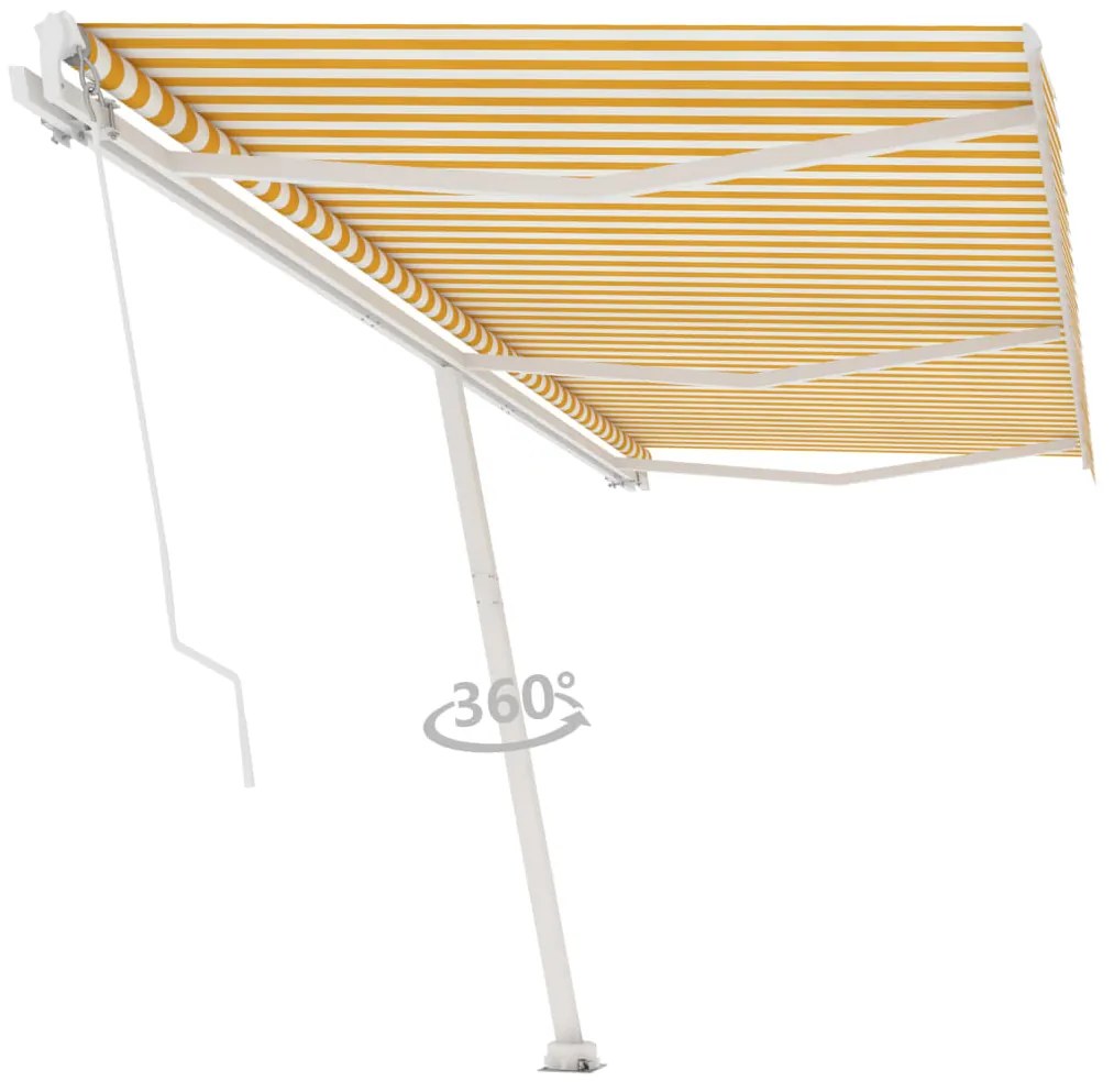 Toldo retrátil manual independente 600x350 cm amarelo e branco