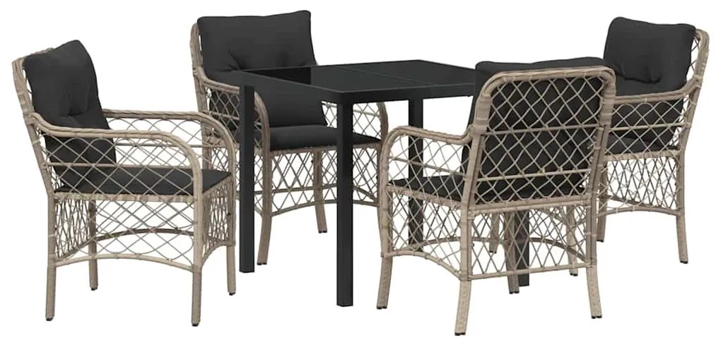 Conjunto de Jantar de Jardim com 5 Peças e Almofadas em Rattan Cinza C