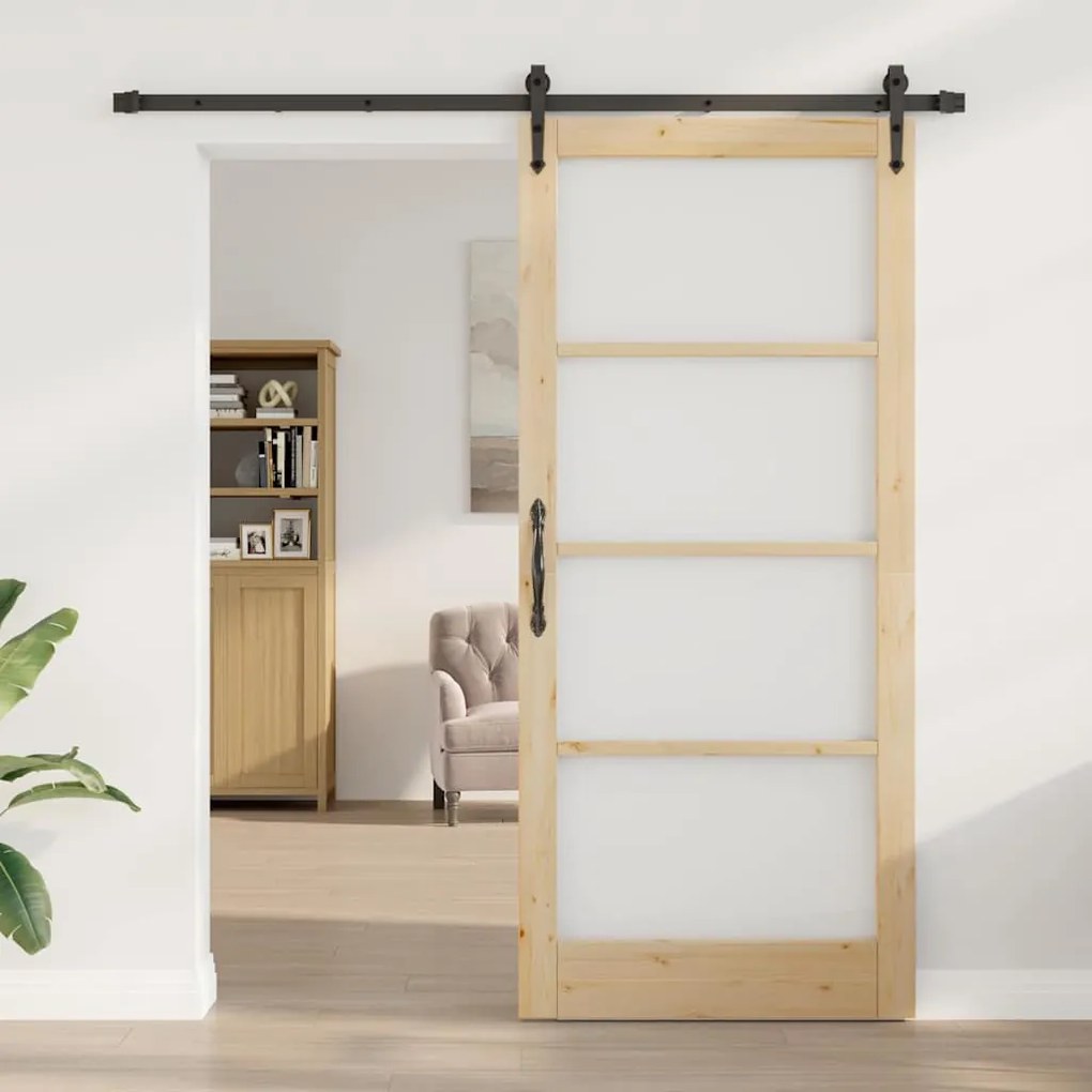 Conjunto de Porta Deslizante vidaXL com Acessórios 93x211 cm Madeira S