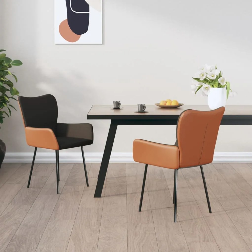 vidaXL Cadeiras jantar 2 pcs tecido/couro artificial cinzento-escuro