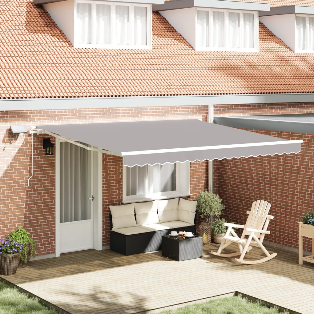 Toldo retrátil manual vidaXL com luz LED cinza claro 400x300 cm