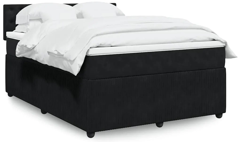 vidaXL Cama com molas/colchão 140x200 cm veludo preto