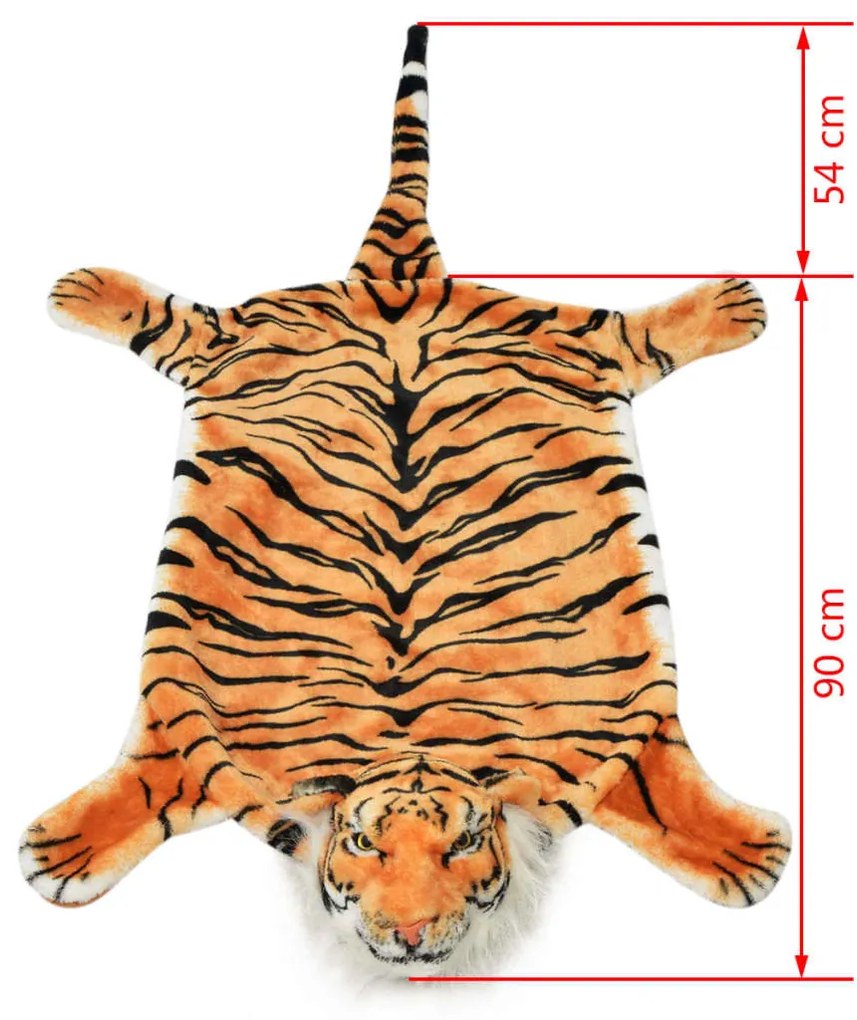 Tapete tigre de pelúcia 144 cm castanho