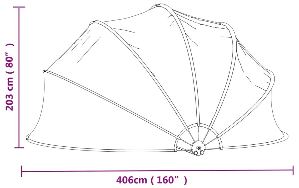 Cúpula de piscina redonda 406x203 cm PVC
