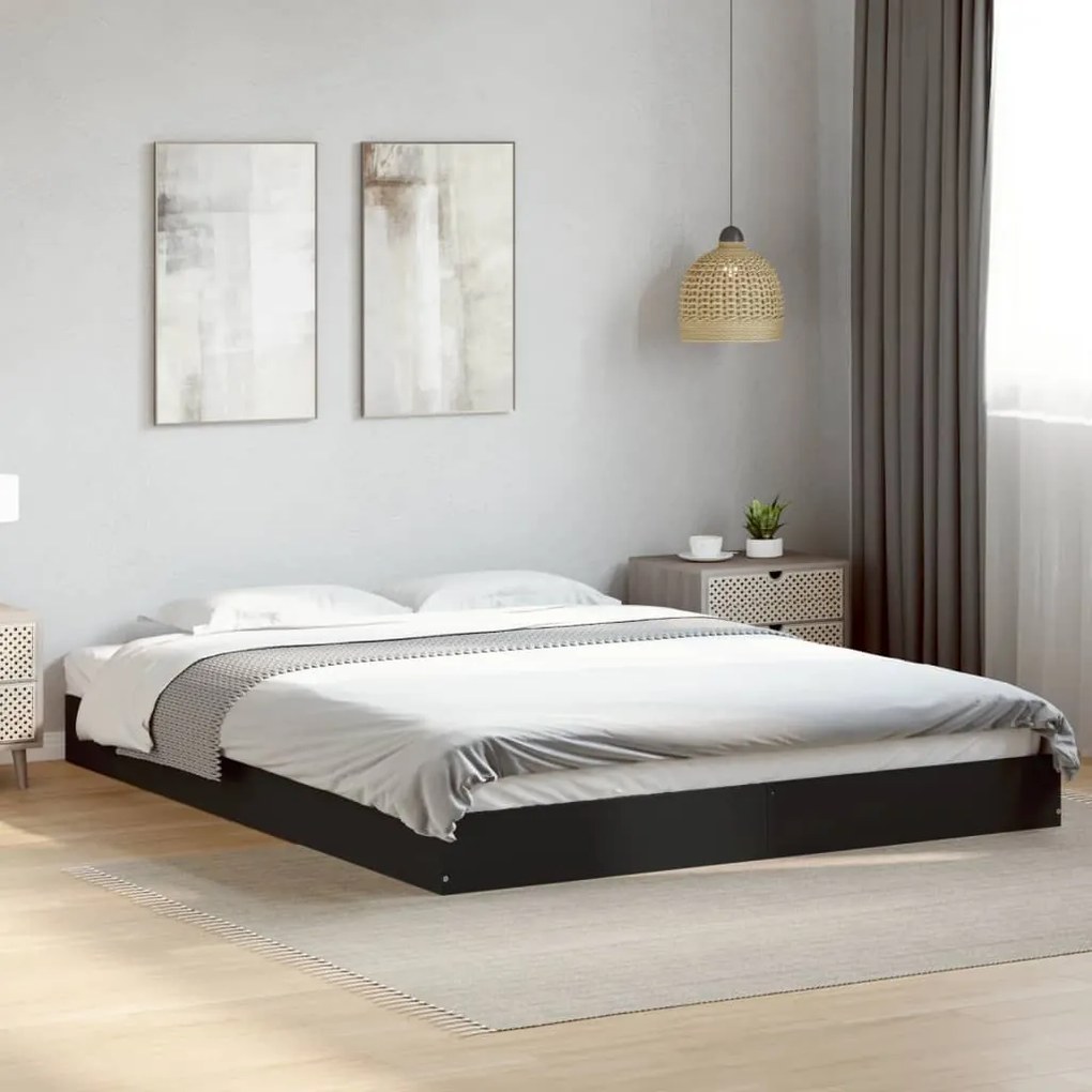 Estrutura de cama sem colchão 160x200 cm preto