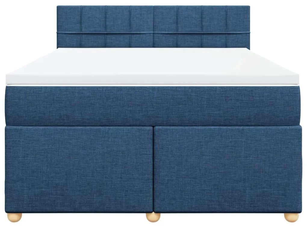 Cama com molas/colchão 140x200 cm tecido azul