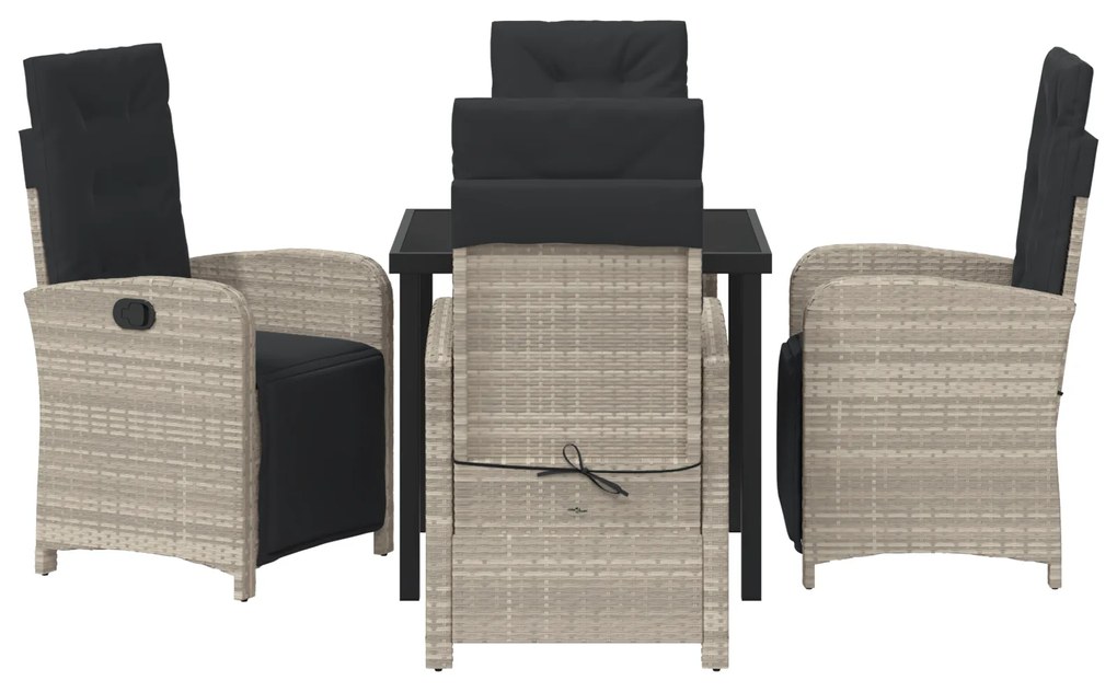Conjunto de Jantar de Jardim vidaXL 5 Peças com Almofadas Cinza Claro