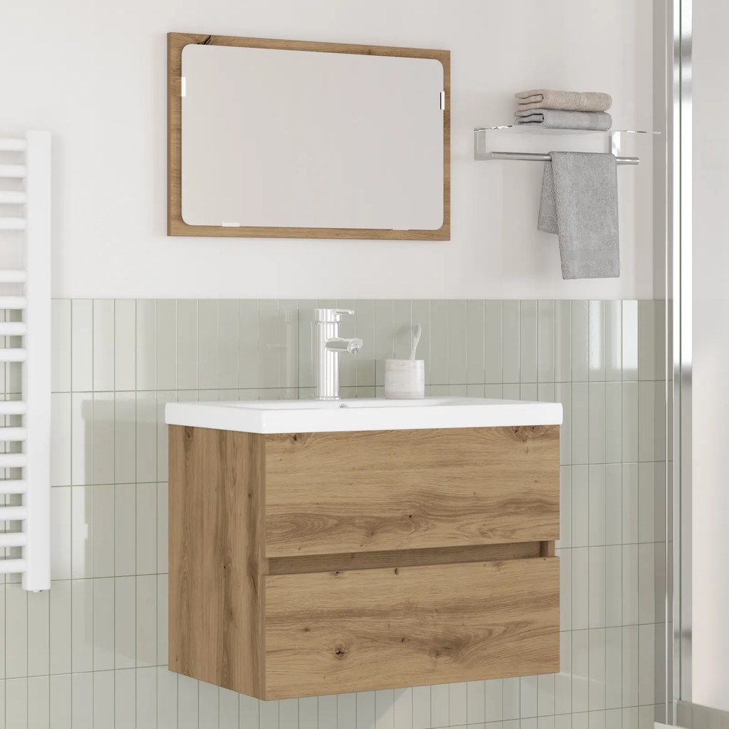 vidaXL Conjunto de Móveis para Banheiro 3 pcs Carvalho preto