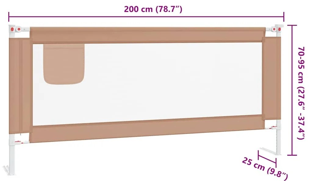 Barra segur. p/ cama infantil tecido 200x25cm cinza-acastanhado