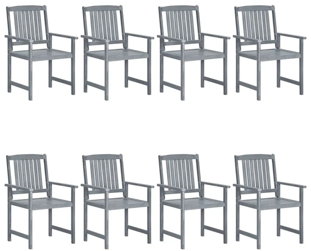 Cadeiras de jardim c/ almofadões 8 pcs acácia maciça cinzento