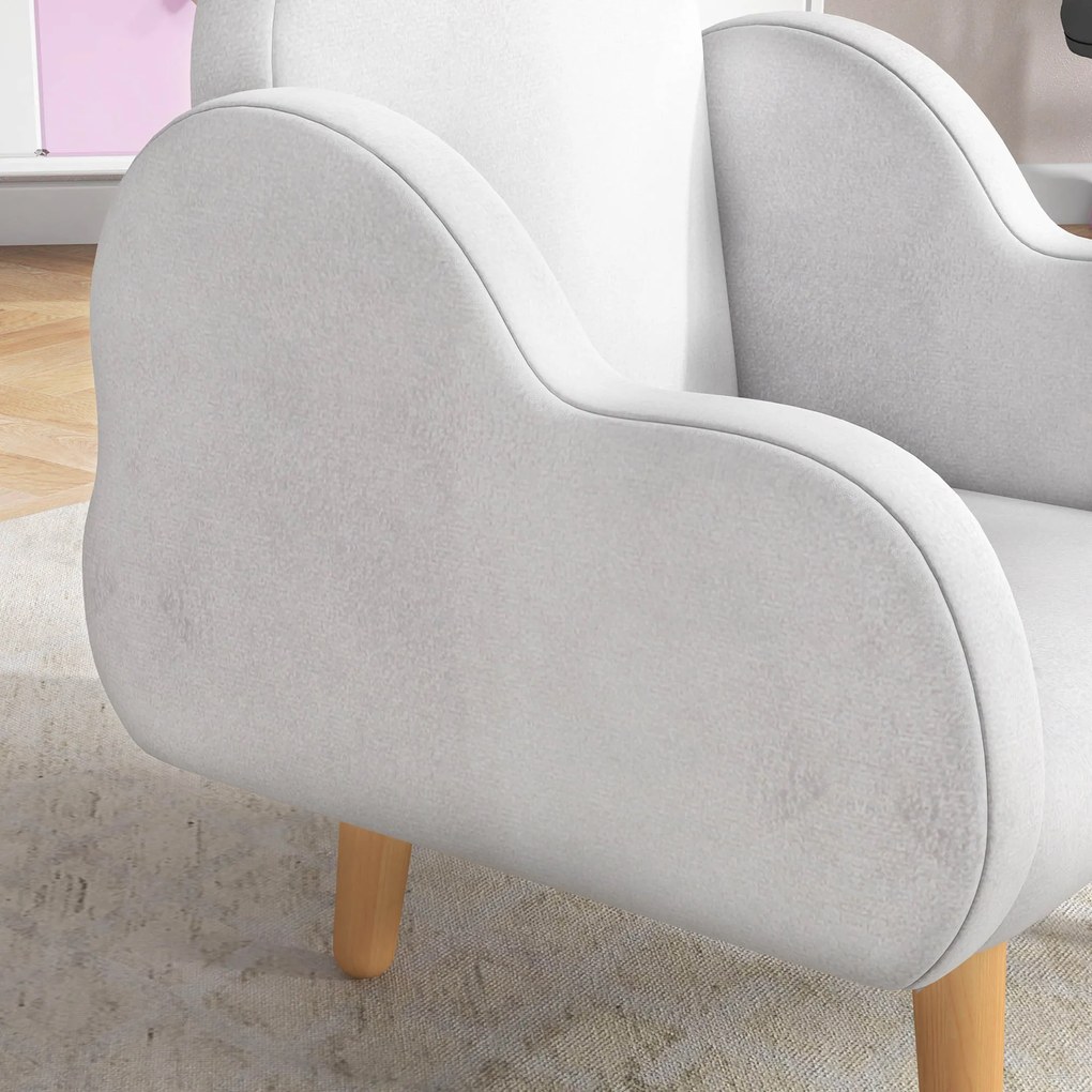 ZONEKIZ Poltrona para Crianças Poltrona Infantil em Forma de Nuvem com Tato Suave para Crianças de 1,5-5 Anos Carga Máxima 40 kg 46x51x55 cm Branco