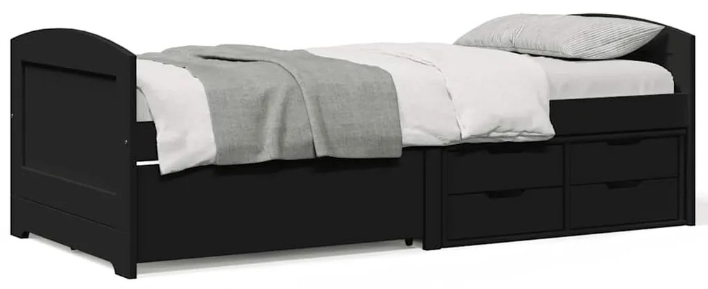 Sofá-cama com 5 gavetas sem colchão 90x200 cm IRUN preto