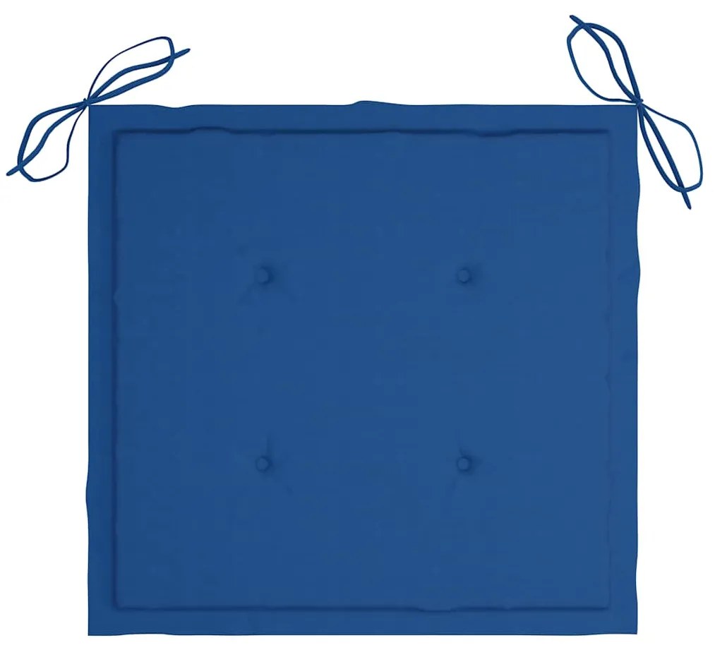 3 pcs conj. jantar dobrável exterior c/ almofadão teca maciça