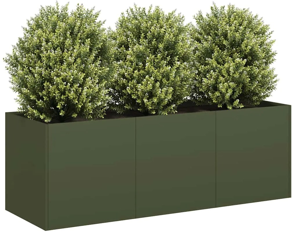 vidaXL Vaso floreira 120x40x40 cm aço laminado a frio verde