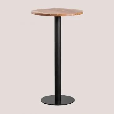 Mesa Alta De Bar Redonda Em Madeira De Acácia Macchiato Ø60 Cm & Preto - Sklum