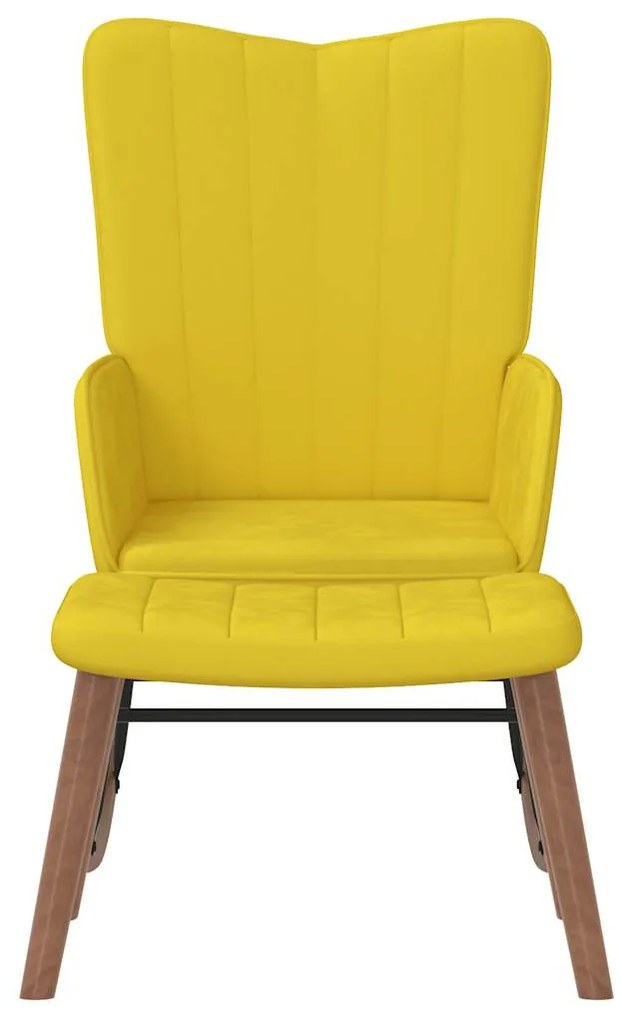 Cadeira de baloiço com banco veludo amarelo mostarda