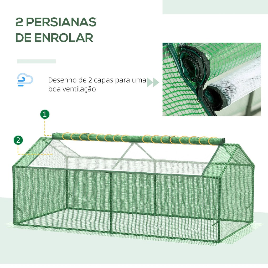 Mini Estufa de Jardim – 180x90x70 cm | Estrutura Metálica e Cobertura