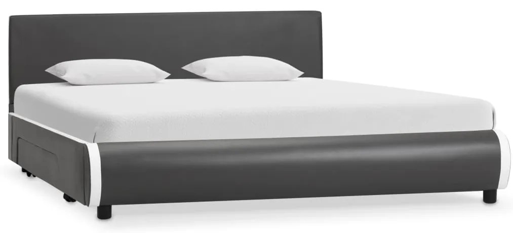 vidaXL Estrutura cama c/ gavetas 160x200 cm couro artificial antracite