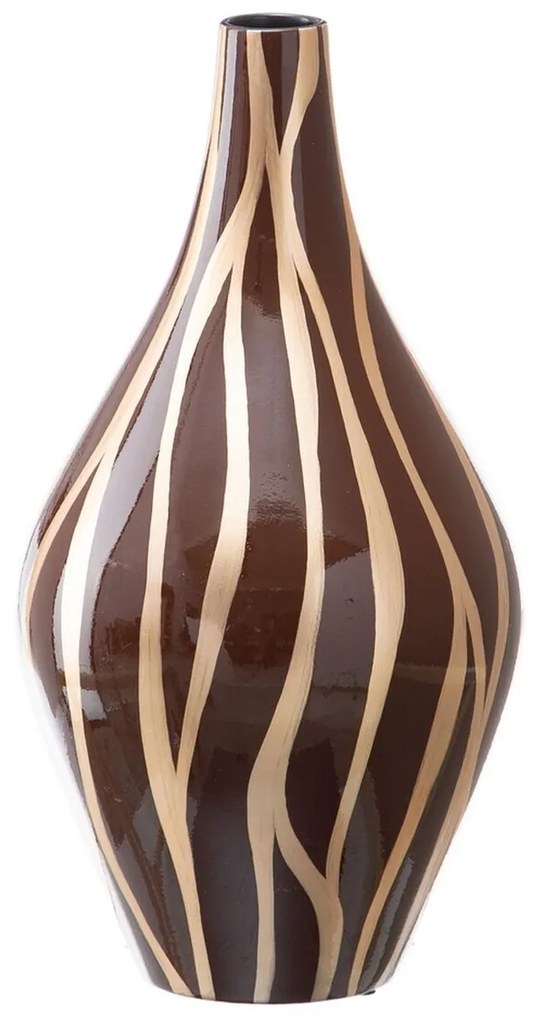 Vaso Zebra Cerâmica Dourado Castanho 23 X 23 X 43 cm