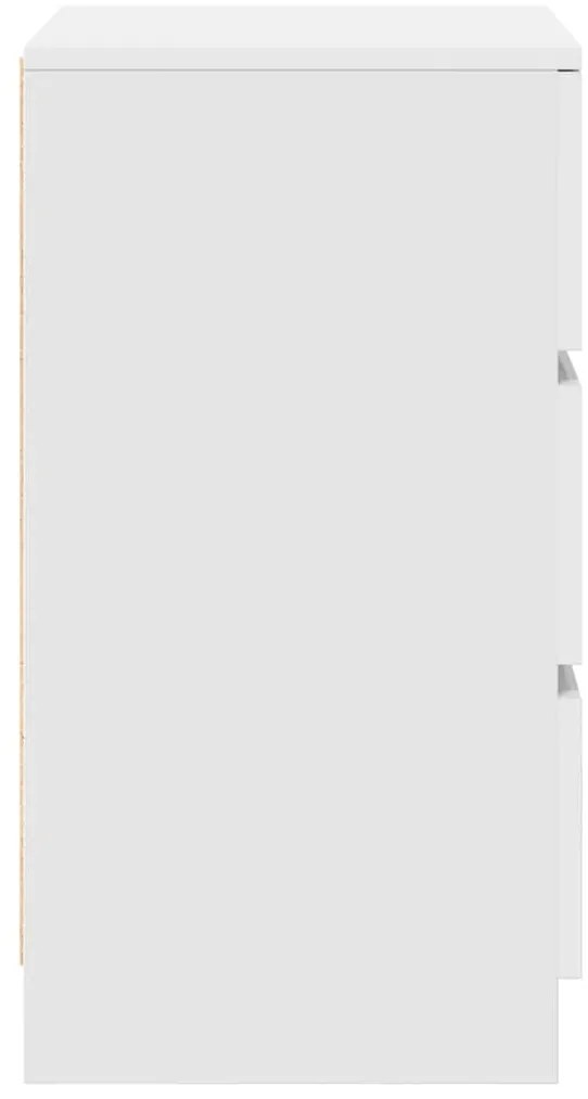 Mesas de cabeceira 3 gavetas 2 pcs 39x35x65cm branco