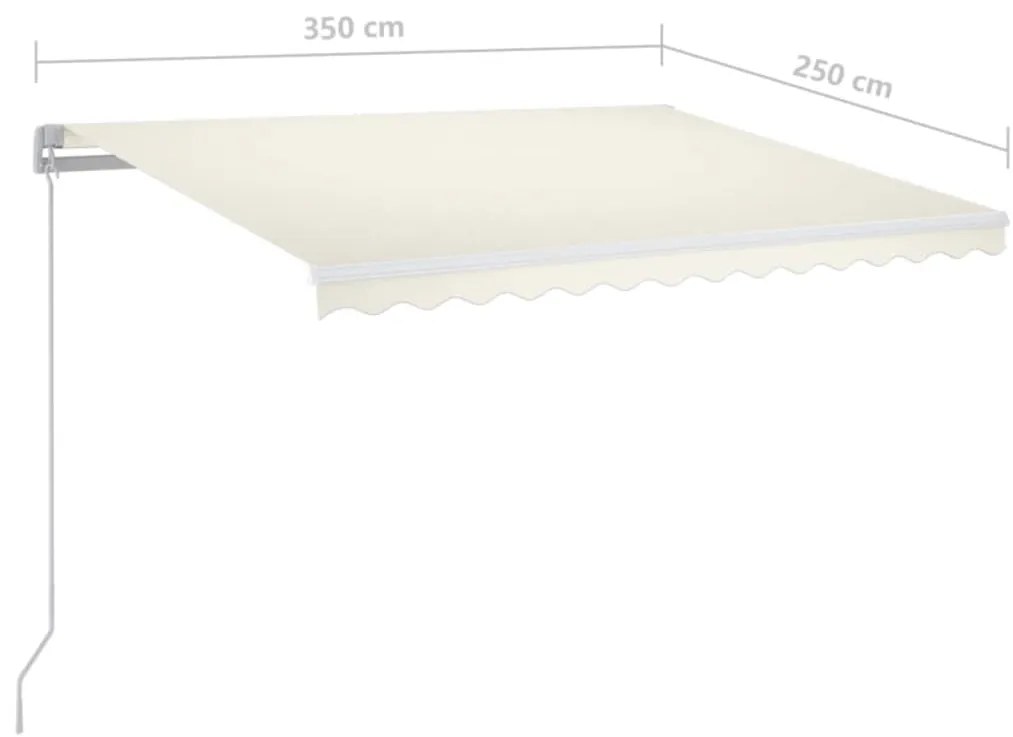 Toldo retrátil manual com LED 350x250 cm cor creme