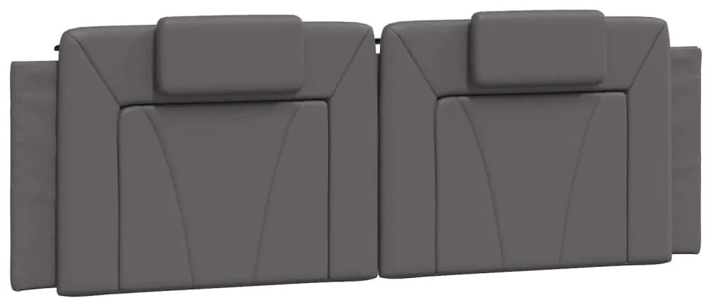 Estrutura de cama c/ luzes LED 160x200cm couro artificial cinza