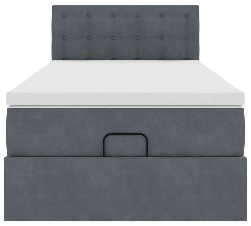 Estrutura cama otomana colchão 80x200 cm veludo cinzento escuro