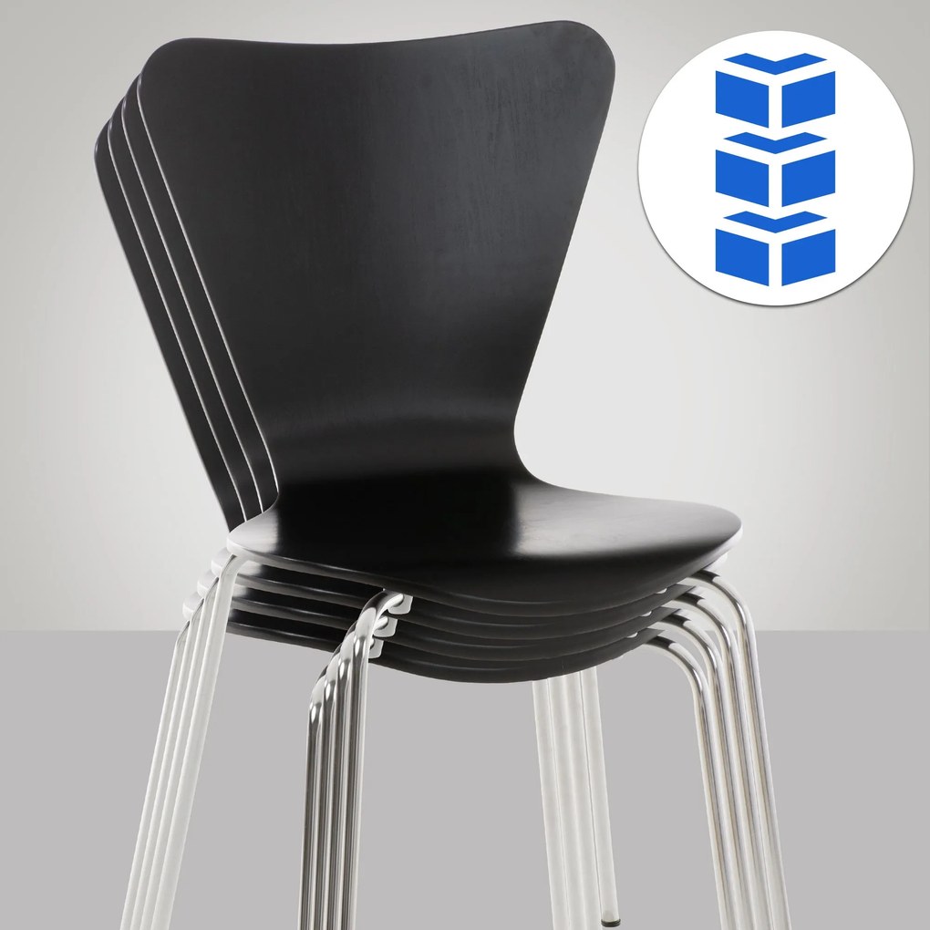 Cadeira para cozinha e sala de jantar empilhável Calisto 45 x 85 x 49 cm Preto