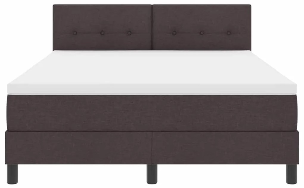 Cama Box Spring com Colchão e LED Castanho Escuro 140x190 cm Tecido