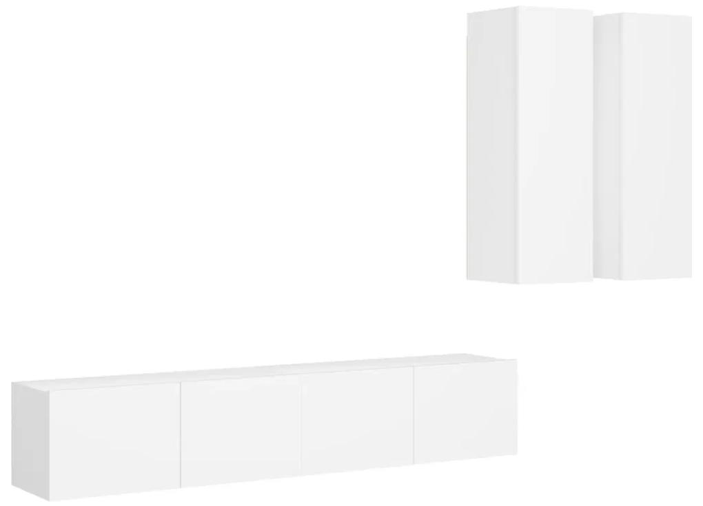 Conjunto de 4 Móveis de Parede de TV Régua M - Branco - Design Moderno