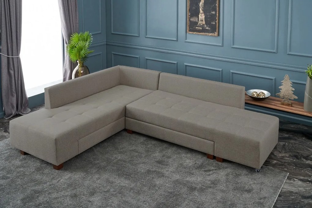 Sofá-Cama Chaise Longue Manama – Cinzento (280 x 206 cm) | Conforto, E