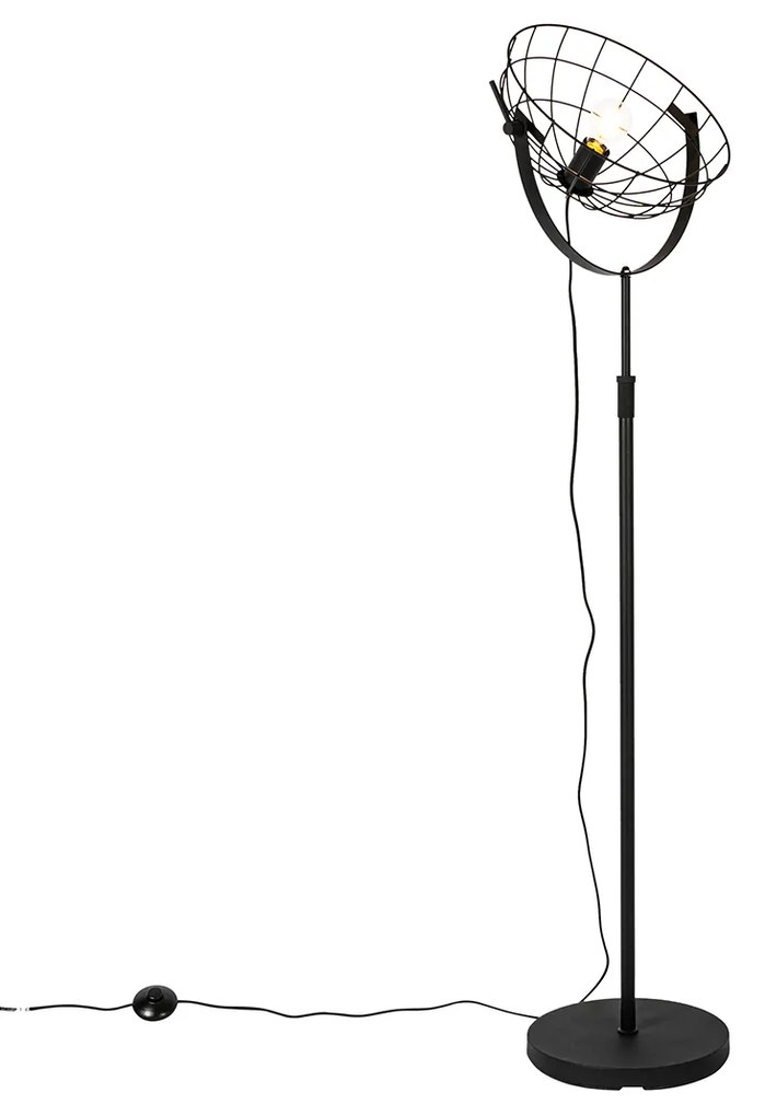 Candeeiro de pé industrial preto 35 cm ajustável - Hanze