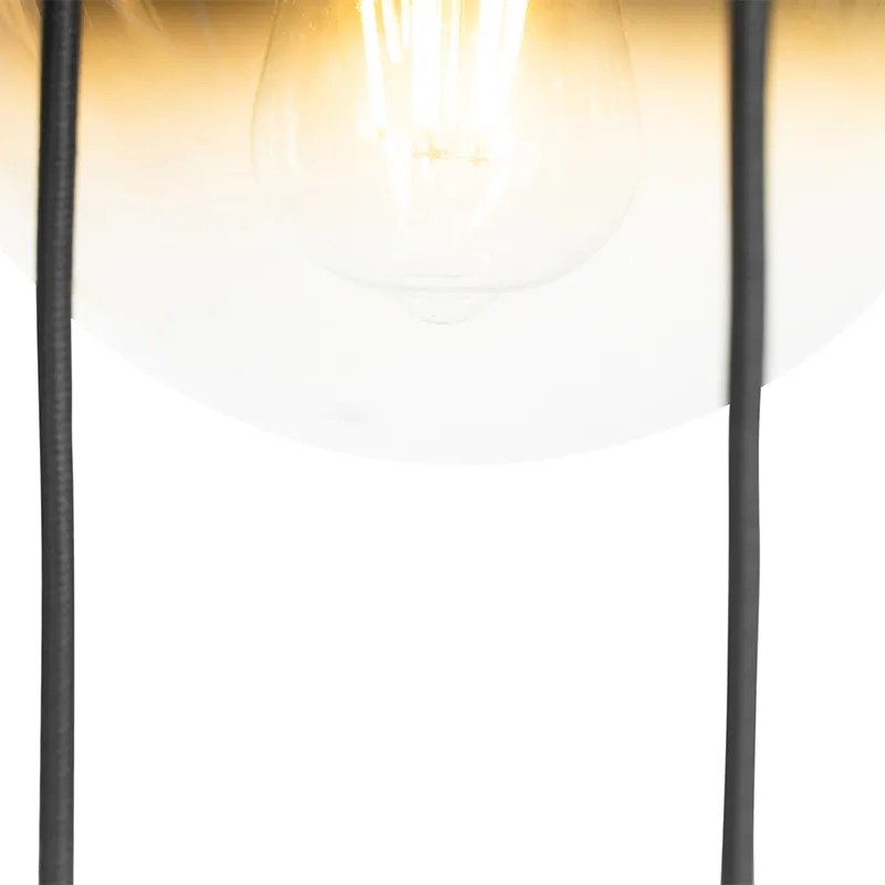 LED Candeeiro suspenso inteligente preto com vidro dourado 7 luzes incluindo 7 Wifi A60 - Pallon