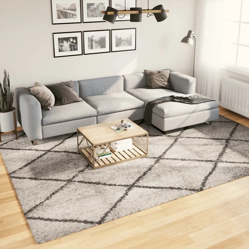 vidaXL Tapete shaggy de pelo alto PAMPLONA 240x340 cm bege e antracite