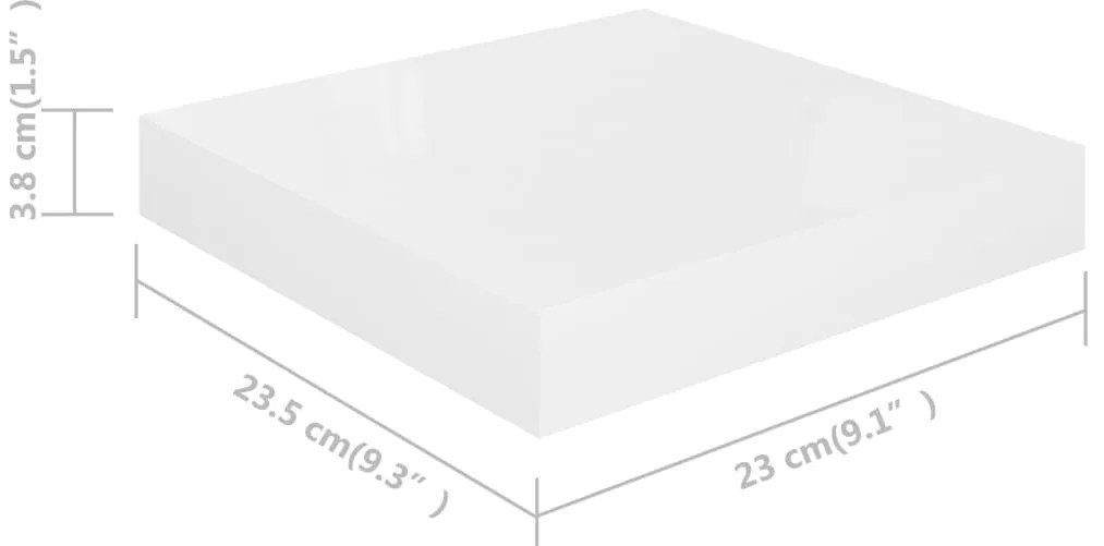 Prateleiras de parede suspensas 4 pcs 23x23,5x3,8cm MDF branco