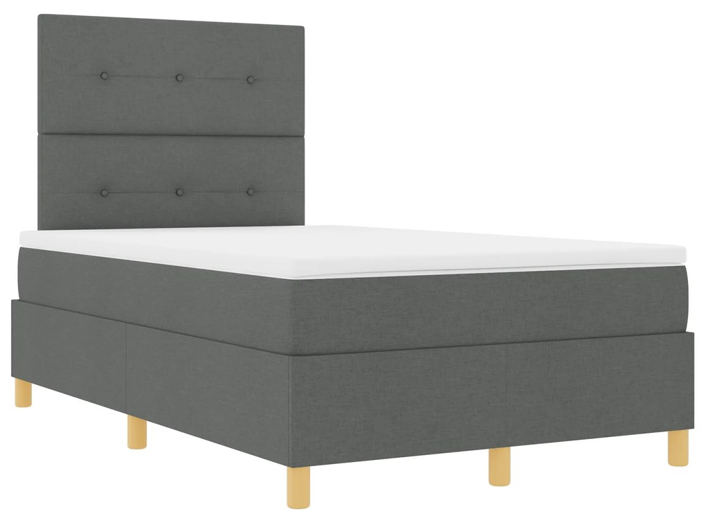 Cama Box Spring com Colchão Cinza Escuro 120x200 cm Tecido