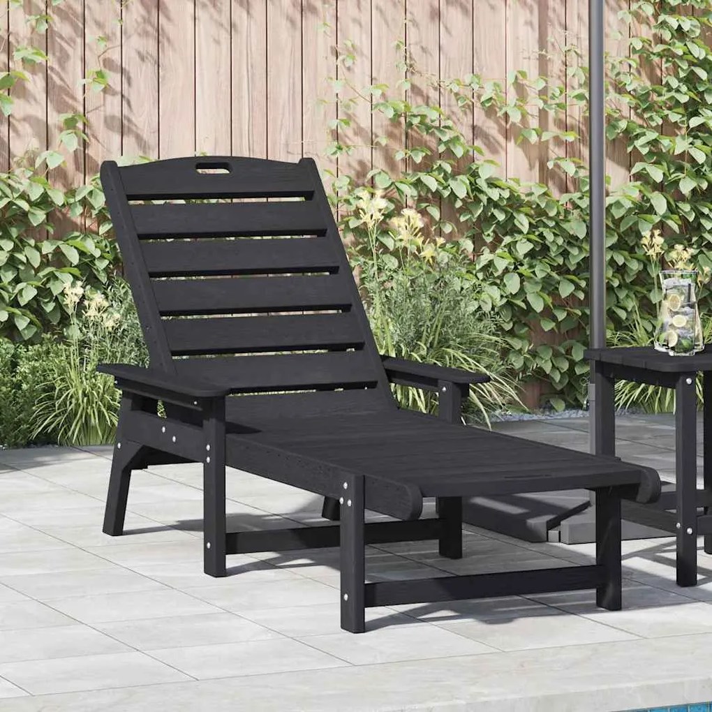 Cadeira de Sol Preta 53x162x98.5 cm HDPE