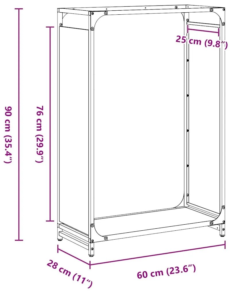 Suporte para lenha 60x28x90 cm aço laminado a frio branco