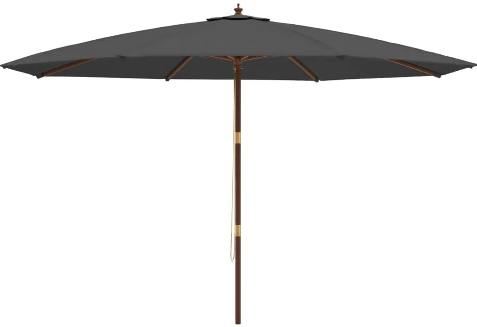 Guarda-sol de jardim com poste de madeira 400x273 cm antracite