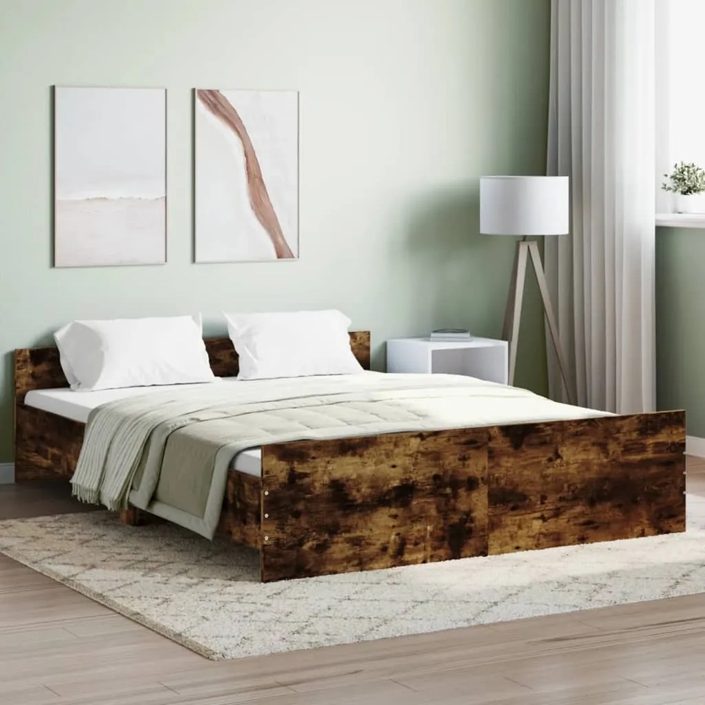 Estrutura de Cama Moona - 150x200 cm - Madeira Rustica - Design Modern