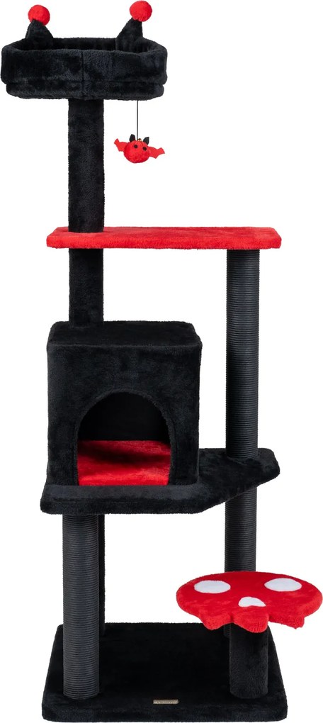 Árvore para Gatos Gótica, 48,5 x 48,5 x 144 cm, Multinível, Vermelho+Preto