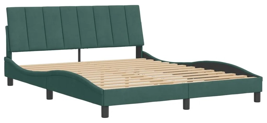 Estrutura de cama sem colchão 160x200 cm veludo verde-escuro