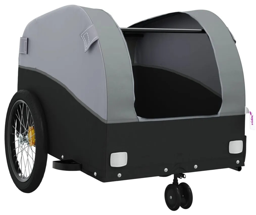 Reboque para bicicleta 30 kg ferro preto e cinza